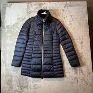 Save‎ The Duck Iris Faux Fur Collar Puffer Coat Navy Blue Size Small